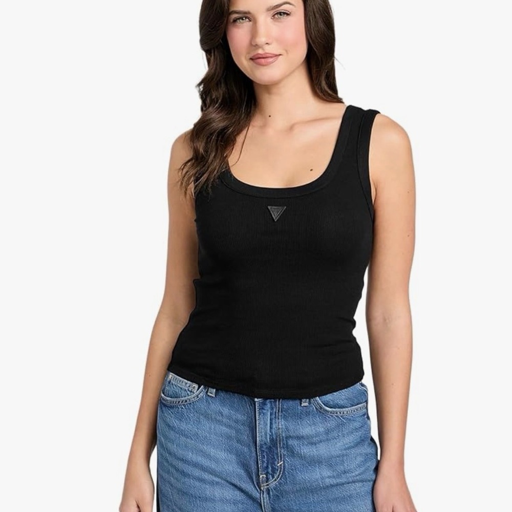 Guess Black Ribbed Tank Top